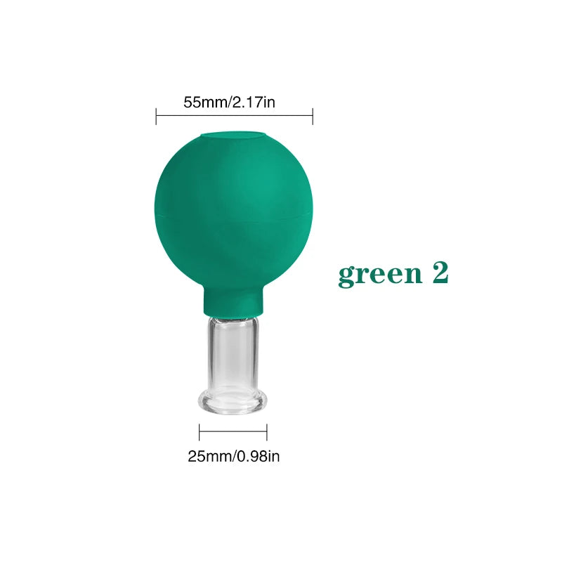 Face Massager Vacuum Cupping Cups Rubber Head Glass Cup Face Skin Care Anti Wrinkle Face Cupping for Beauty Face Care Tool Green-02