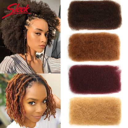 Afro Kinky Bulk Human Hair Extensions QVR US Local Shipping Natural Black/Brown Lightweight For Braiding Styling Everyday Wear
