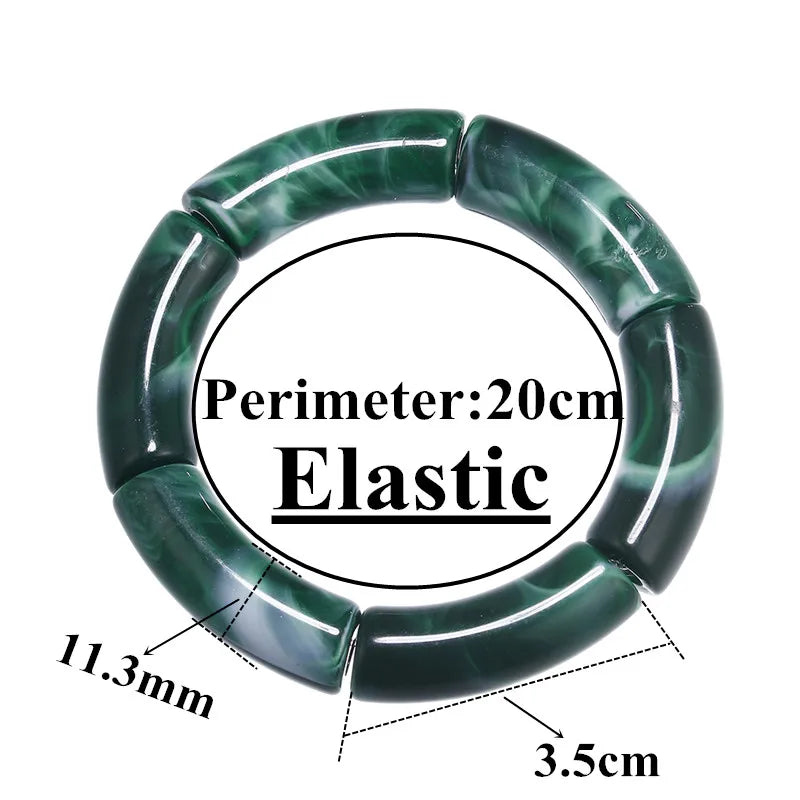 FishSheep Bohemian Transparent Acrylic Foil Bamboo Bracelets for Women Elastic Beads Link Chain Cuff Bracelets & Bangles Jewelry