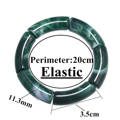 FishSheep Bohemian Transparent Acrylic Foil Bamboo Bracelets for Women Elastic Beads Link Chain Cuff Bracelets & Bangles Jewelry