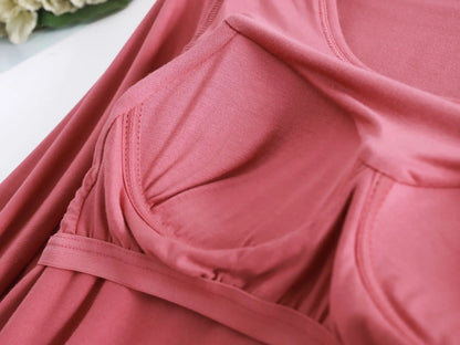 Pijama Feminino New Long Sleeve Trousers Set Modal Cotton Sleepwear Women Casual Bra Padded Winter Underwear Suit Female