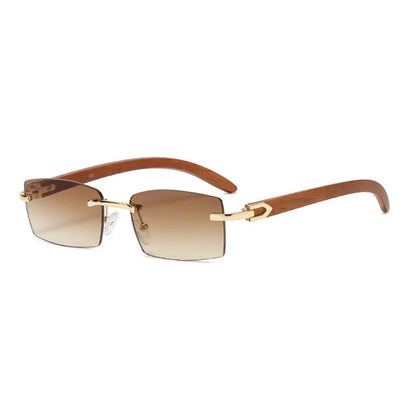 2024 Sqaure Brand Designer Sunglasses Men Women Sun Glasses Wood Frames Rimless Black Eyeglasses Fashion Eyewear Gafas De Sol brown CHINA show as picture