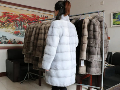 Fancy Rani Real Mink Fur Coat Natural Women Winter Long Leather Jacket Luxury Female Clothes  2023 Mink Fur Coat Women Promotion Badiee Stylez