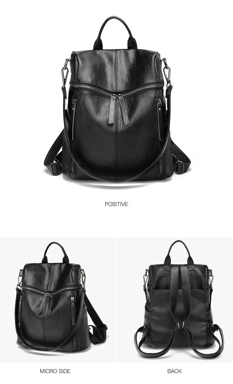 Luxury Genuine Leather Women's Backpack High Quality Fashion Cowhide Backpacks Women Casual Large Capacity Brand Shoulder Bags