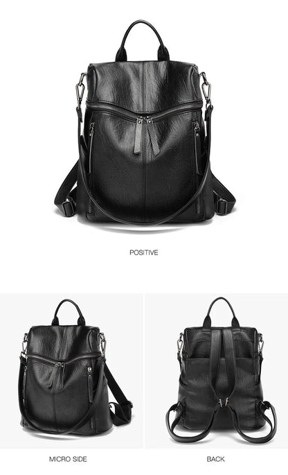 Luxury Genuine Leather Women's Backpack High Quality Fashion Cowhide Backpacks Women Casual Large Capacity Brand Shoulder Bags