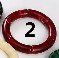 FishSheep Bohemian Transparent Acrylic Foil Bamboo Bracelets for Women Elastic Beads Link Chain Cuff Bracelets & Bangles Jewelry Color 2