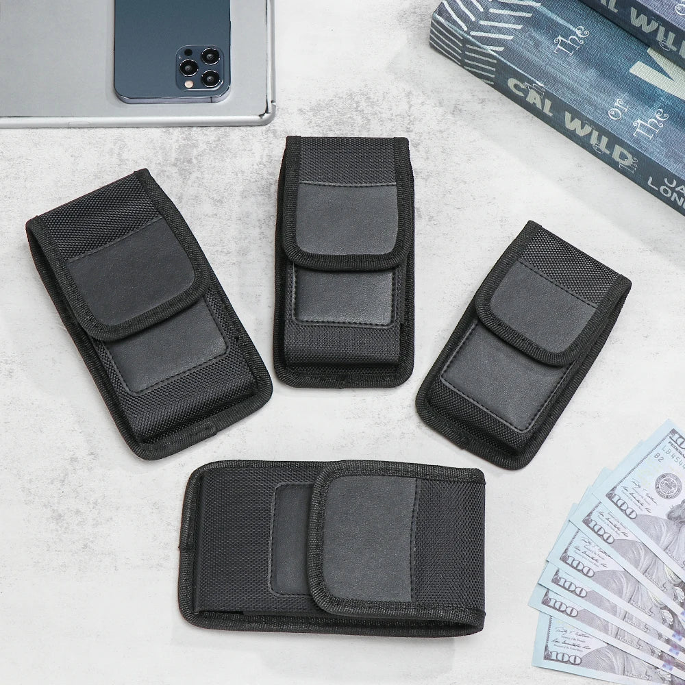 New Fashion Oxford Cloth Mobile Phone Pocket Nylon Fabric Wear Belt Waist Packs Protective Case With Clip Bag Accessories