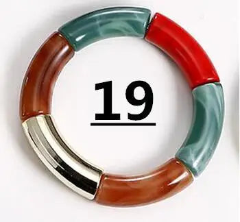 FishSheep Bohemian Transparent Acrylic Foil Bamboo Bracelets for Women Elastic Beads Link Chain Cuff Bracelets & Bangles Jewelry Color 19