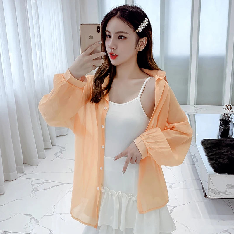 2023 Summer Half Sleeve Buttoned Up Shirt Loose Casual Blouse Chiffon Shirts Women Tied Waist Elegant Blouses for Women 9776