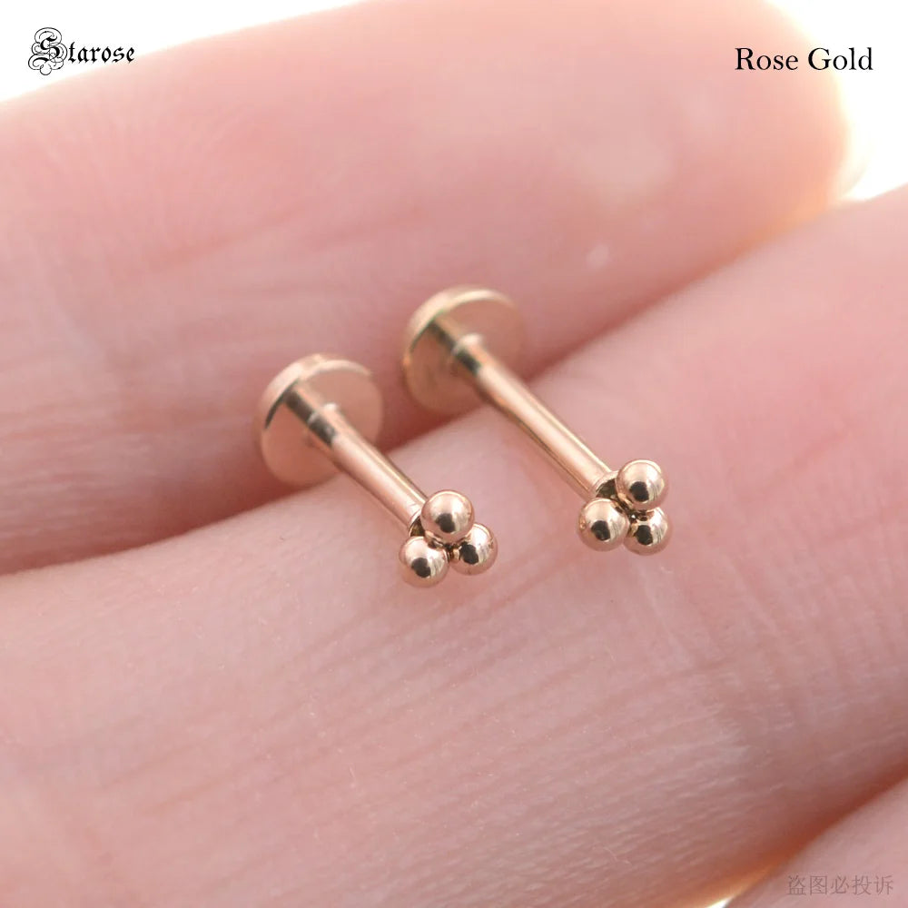 Starose 1Pair 1.2x6/8mm Bar Mini Ball Nose Stud Labret Lip Ring Helix Piercing Nostril Conch Tragus Earrings Pircing Ear Jewelry