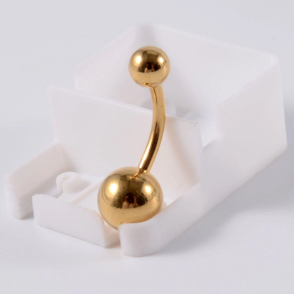 1Piece Surgical Steel Anodized Belly Button Rings Matte Balls Navel Studs Banana  Curved Barbell Body Piercing Jewelry 14g Badiee Stylez