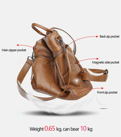 Luxury Genuine Leather Women's Backpack High Quality Fashion Cowhide Backpacks Women Casual Large Capacity Brand Shoulder Bags
