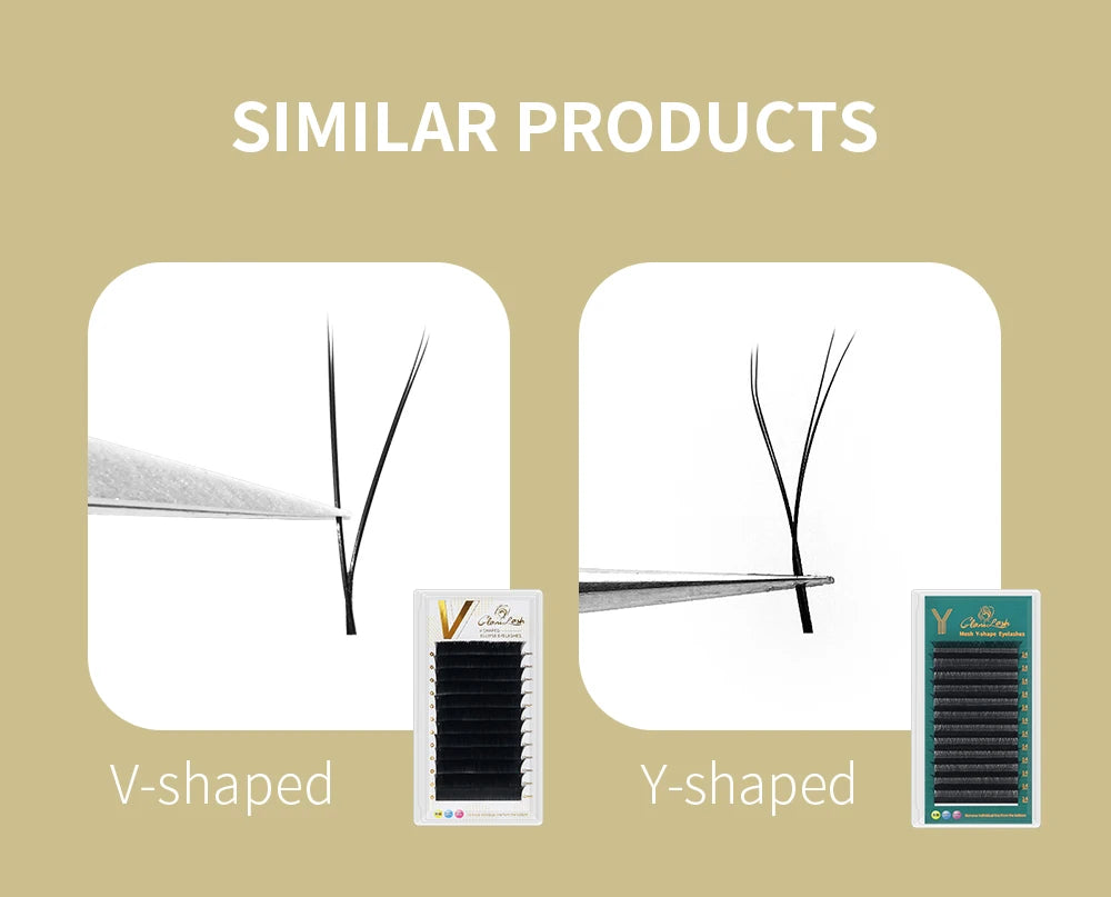 GLAMLASH V-Shape Ellipse Flat Split Tips YY Eyelash Extension Premade Volume Double Tips Easy-fans 2D Eyelash Super Soft Natural