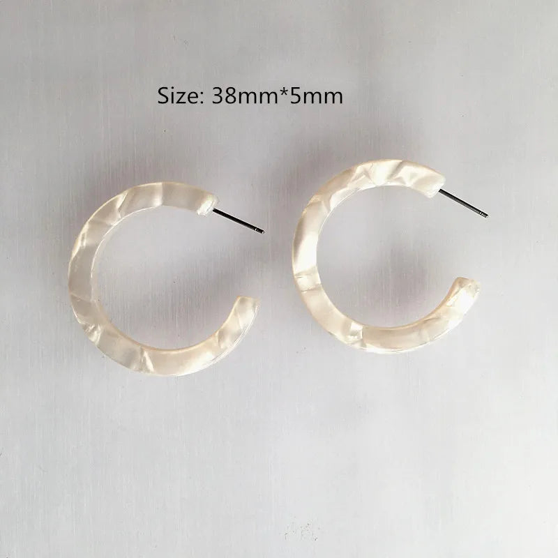UJBOX 32 Styles Top Quality Acetate Hoop Earrings For Women Leopard Colored Pink Green Yellow Red Blue Acetic Acid Earrings Small size 11