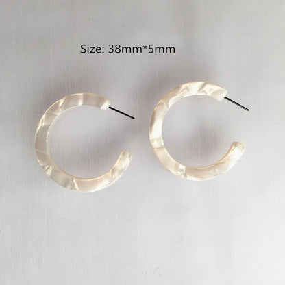 UJBOX 32 Styles Top Quality Acetate Hoop Earrings For Women Leopard Colored Pink Green Yellow Red Blue Acetic Acid Earrings Small size 11