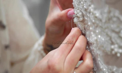 Alonlivn Luxurious Embroidery 2 In 1 Mermaid  Bridal Gown Beading Appliques Lace Off Shoulder Sleeves Sweetheart Wedding Dress Badiee Stylez