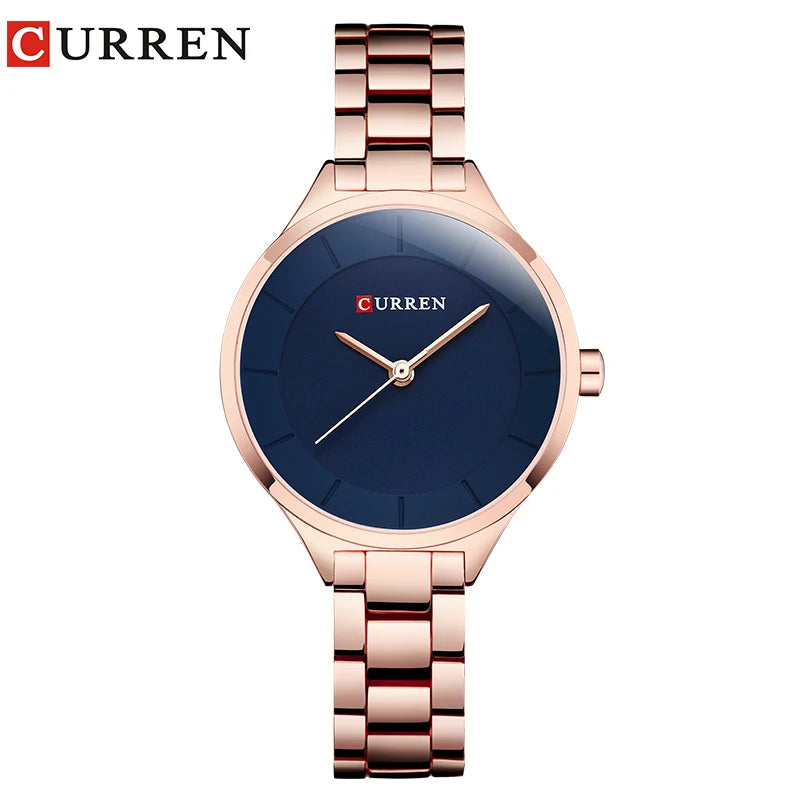 Curren 9015 Women Watches Luxury Gold Black Full Steel Dress Jewelry Quartz Watch Ladies Fashion Elegant Clock Relogio Feminino rose blue