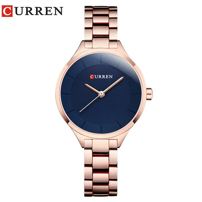 Curren 9015 Women Watches Luxury Gold Black Full Steel Dress Jewelry Quartz Watch Ladies Fashion Elegant Clock Relogio Feminino rose blue