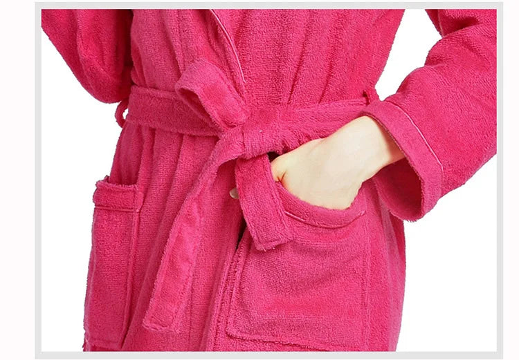 Home Bathrobe 100% Cotton pink Toweling Terry Robe Unisex lovers Soft Bath Robe Men And Women Nightrobe Sleepwear Casual 2024