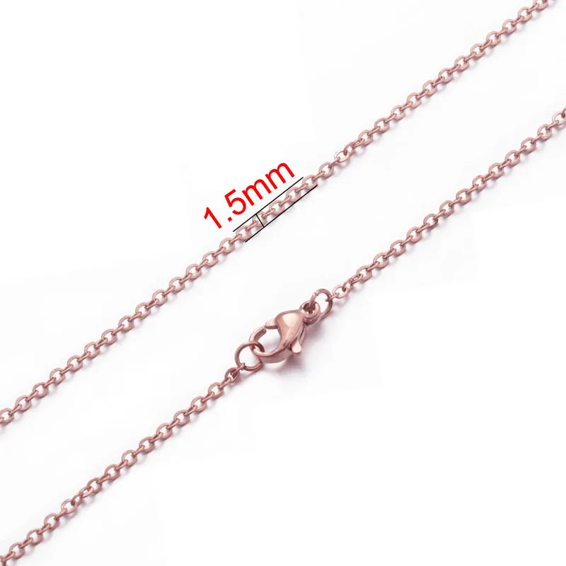 AHKNORMAILCUI 5pcs/Lot Stainless Steel 1 1.5 2mm Rolo Link Chain Necklace Gold 40 45 50 60CM Long Chain Lobster Clasp Necklace Badiee Stylez