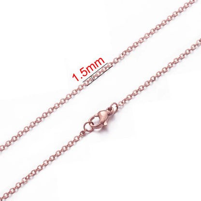 AHKNORMAILCUI 5pcs/Lot Stainless Steel 1 1.5 2mm Rolo Link Chain Necklace Gold 40 45 50 60CM Long Chain Lobster Clasp Necklace Badiee Stylez