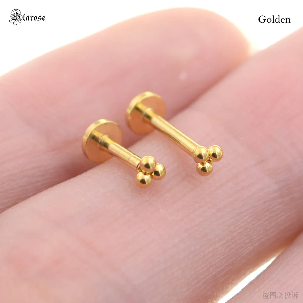 Starose 1Pair 1.2x6/8mm Bar Mini Ball Nose Stud Labret Lip Ring Helix Piercing Nostril Conch Tragus Earrings Pircing Ear Jewelry