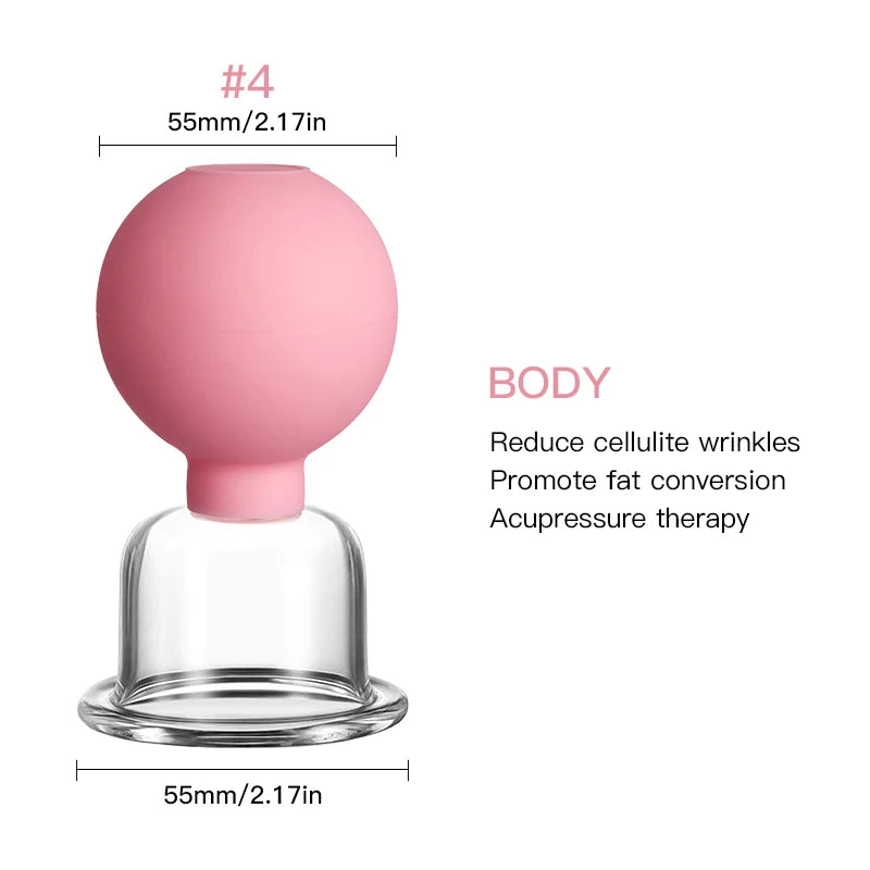 Face Massager Vacuum Cupping Cups Rubber Head Glass Cup Face Skin Care Anti Wrinkle Face Cupping for Beauty Face Care Tool