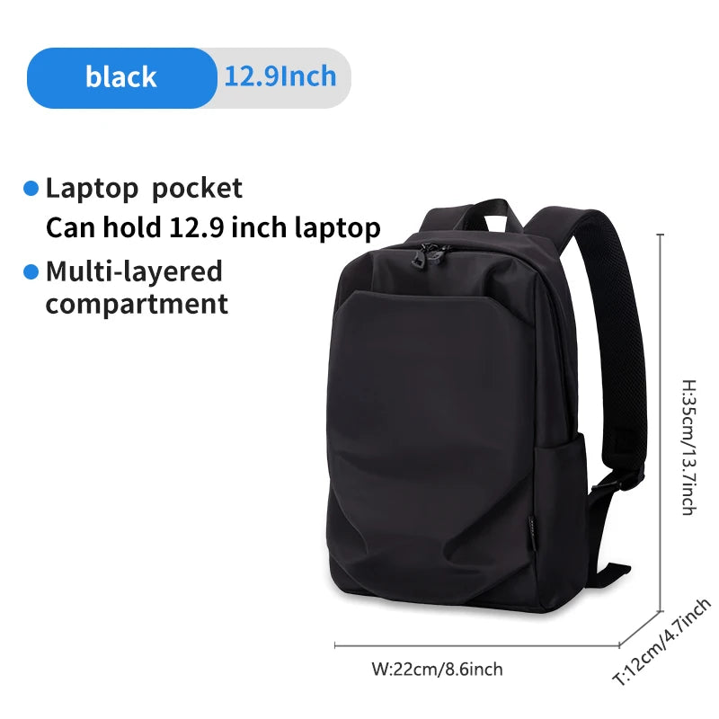 Hk Mini Popular Men's Backpack 12.9 Inch Ipad Waterproof Light Weight Women School Bags Short Trip Travel Sports Backpack Casual Black 12.9inch