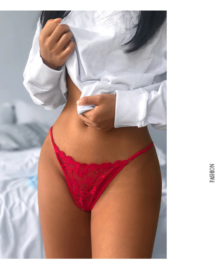 Women's Panties Sexy Lace Thong G-Strings Female Low Waist Underwear Panty French Style Erotic Lingerie Hollow Out Underpants