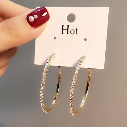 2020 NEW HOT SALE 100% Real 925 Sterling Silver Crystal Circle Earring For Women Making Jewelry Gift Wedding Party Engagement E-01B