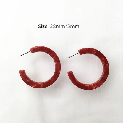 UJBOX 32 Styles Top Quality Acetate Hoop Earrings For Women Leopard Colored Pink Green Yellow Red Blue Acetic Acid Earrings Small size 18