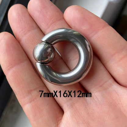 SaYao 2 Pieces Big Stainless Steel Captive Hoop Rings BCR Eyebrow Tragus Ear Piercing Nose Closure Nipple PA Ring Body Jewelry 7x16x12mm