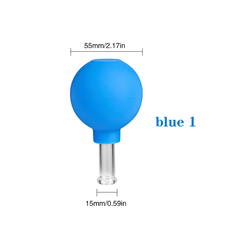 Face Massager Vacuum Cupping Cups Rubber Head Glass Cup Face Skin Care Anti Wrinkle Face Cupping for Beauty Face Care Tool Blue-01