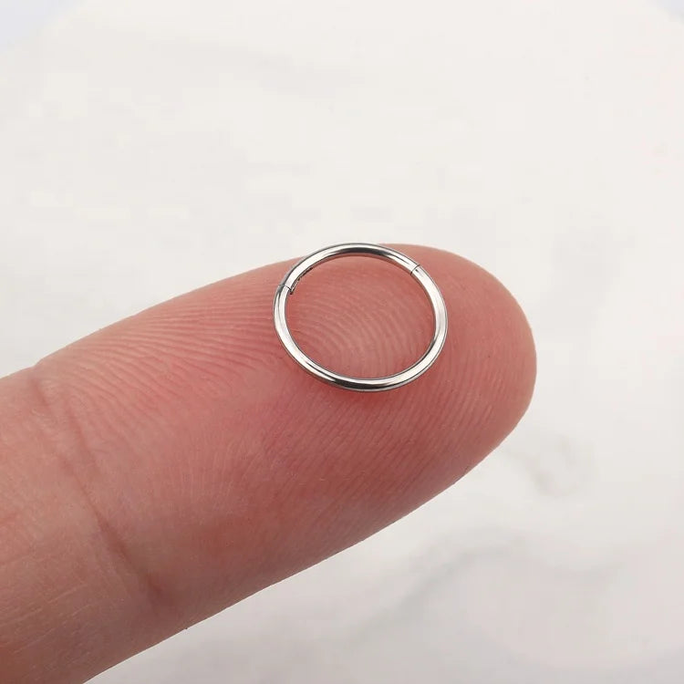 Right Grand Hypoallergenic Nose Rings ASTM F136 Titanium Septum Jewelry Hinged Segment Ring Body Piercing Nose Hoop Lip Rings