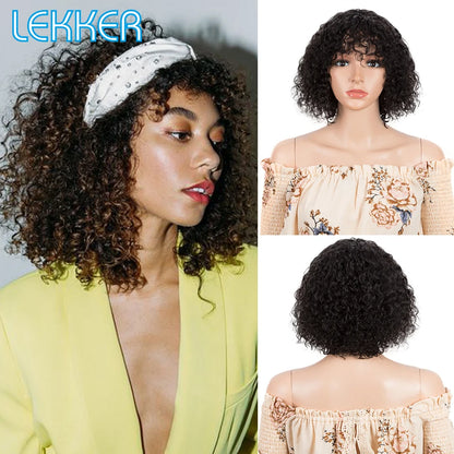Lekker Colored Short Pixie Afro Kinky Curly Bob 100% Human Hair Wigs For Women Brazilian Remy Hair Ombre Brown Clearance Ginger Badiee Stylez
