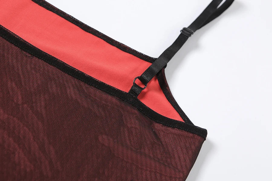 Mesh Double Layer Sexy Skinny Dress Women Sleeveless Party Bodycon 2023 Bandage Elastic Split Trend Clubwear Slim Outfit