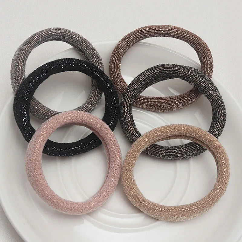 6PCS Women Glitter Hair Scrunchies Girls Elastic Hair Rubber Bands Hair Holder/Gum Hair Accessories Ponytail Hair Holders Badiee Stylez