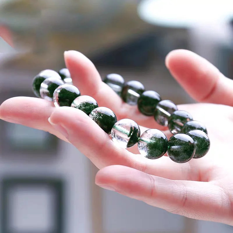Fashion Green Ghost Stone Mental Healing Yoga Meditation Buddha Bead Charm Bracelet Natural Crystal Women Jewelry Accessories
