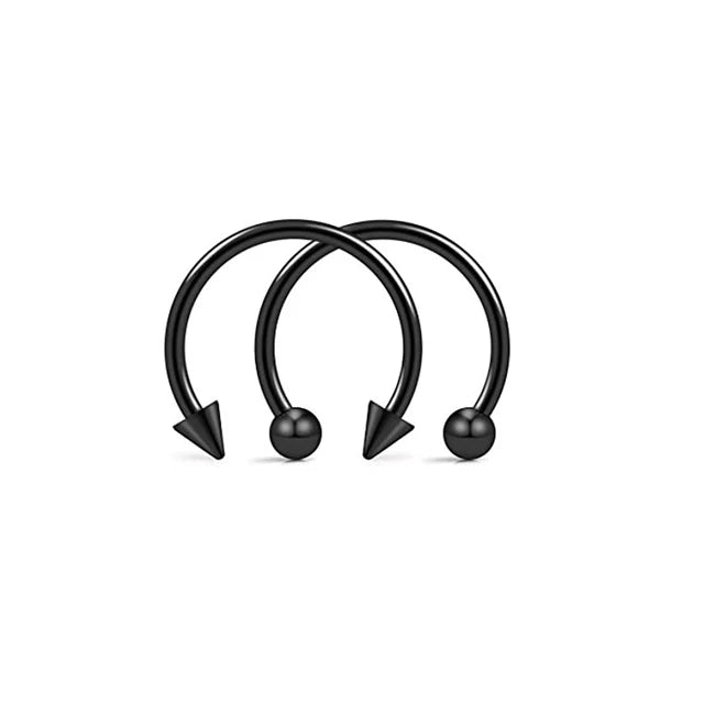2pcs Stainless Steel Nose Hoop Ring Septum Rings Lip Studs Nostril Earrings Circular Tragus Ear Piercing Horseshoe Body Jewelry Badiee Stylez
