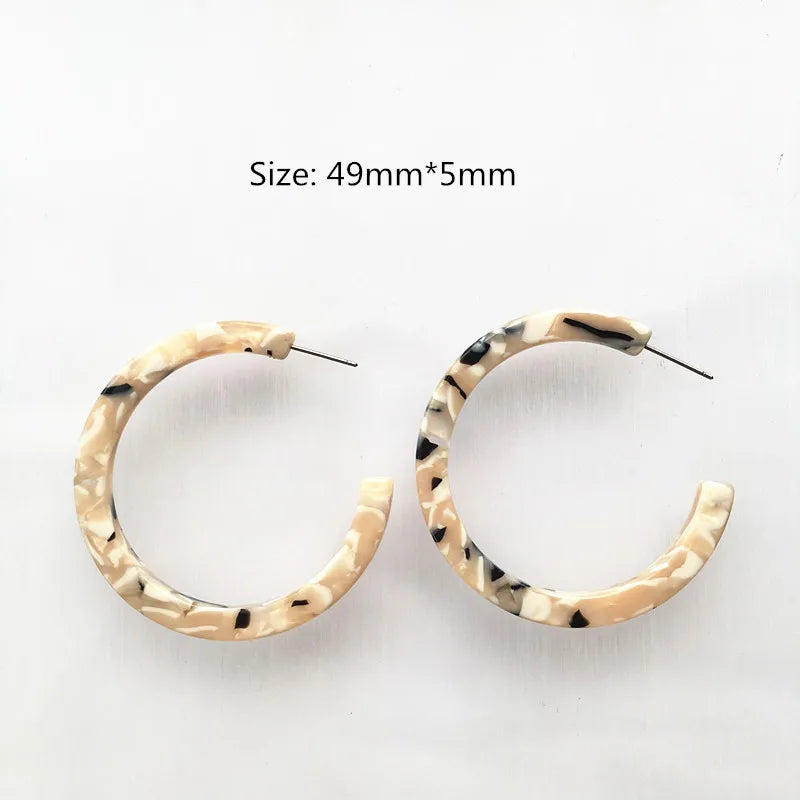UJBOX 32 Styles Top Quality Acetate Hoop Earrings For Women Leopard Colored Pink Green Yellow Red Blue Acetic Acid Earrings Big size 5