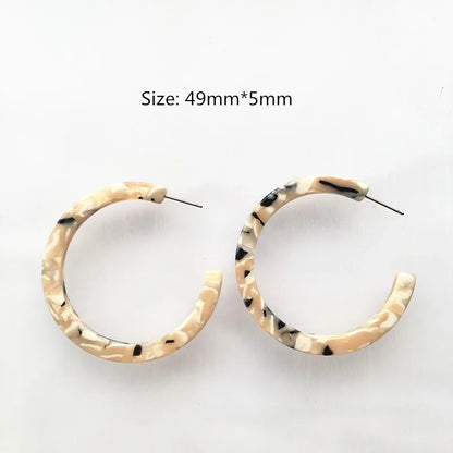 UJBOX 32 Styles Top Quality Acetate Hoop Earrings For Women Leopard Colored Pink Green Yellow Red Blue Acetic Acid Earrings Big size 5