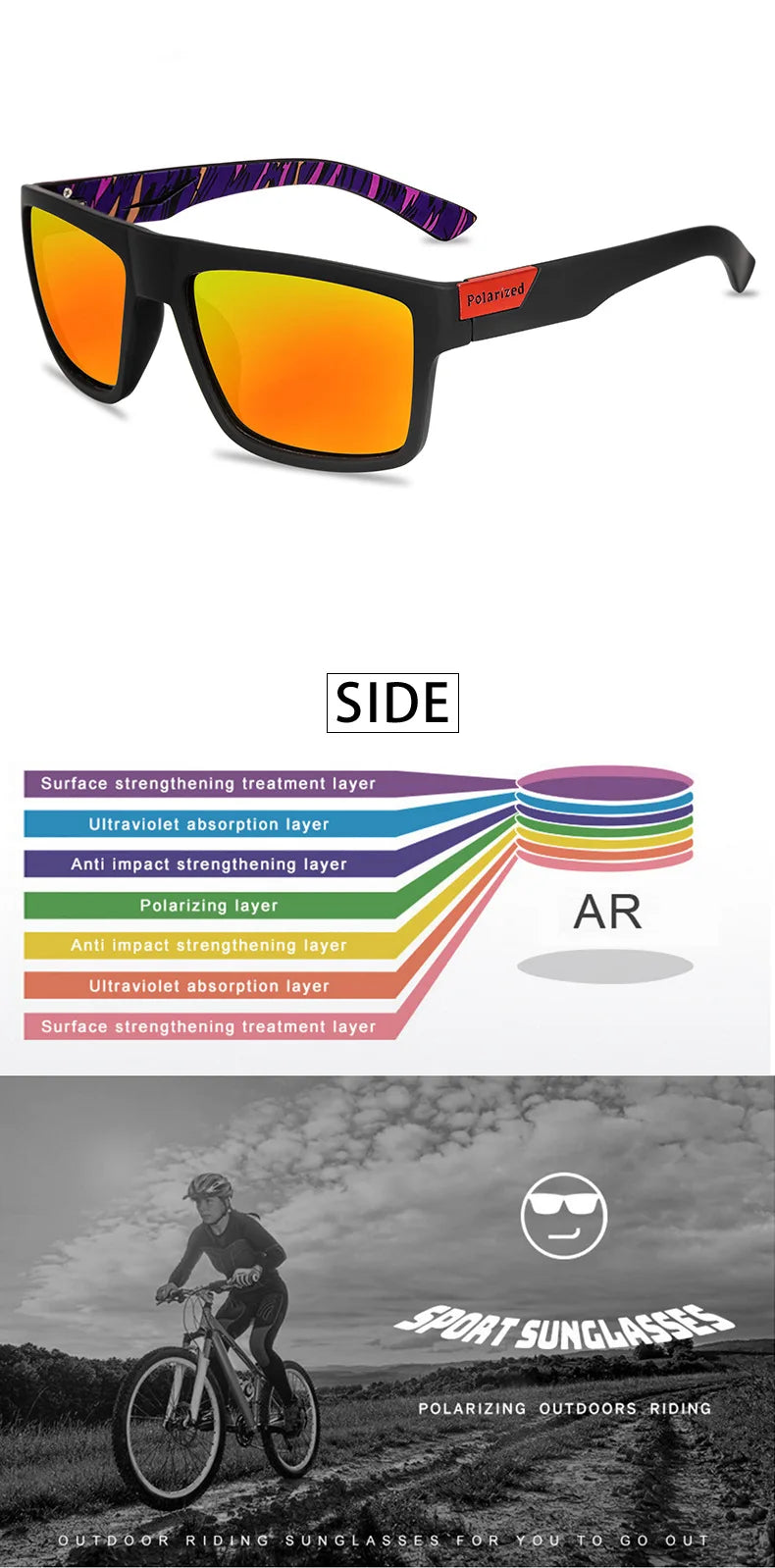 2023 Fashion Square Polarized Sunglasses Men Women Classic Sports Outdoor Fishing Travel Colorful Sun Glasses UV400 Goggles