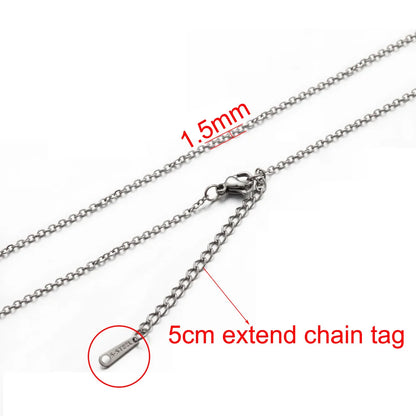 AHKNORMAILCUI 5pcs/Lot Stainless Steel 1 1.5 2mm Rolo Link Chain Necklace Gold 40 45 50 60CM Long Chain Lobster Clasp Necklace Badiee Stylez