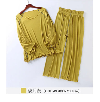 Factory wholesale summer 2025 new silk light Modale pajamas women seven sleeves nine wide-legged pants home clothing set