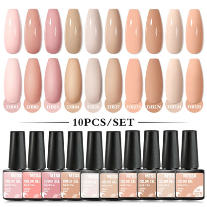 10PCS/Set Gel Nail Polish Set 125 Colors Glitter Semi Permanent Hybrid Gel Varnishes Base Top Coat Soak Off UV LED Nail Art Gel