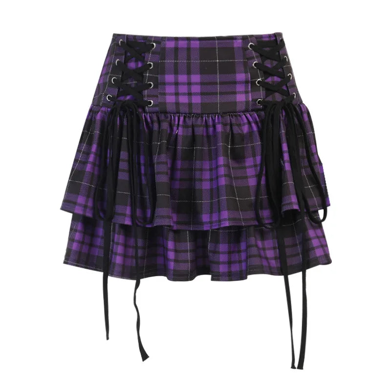 Black Checkered Women's Gothic Skirt Women Pleated Plaid Skirts Spring Autumn Girl Hip Hop Female Punk Goth Mini Skirt Clubwear