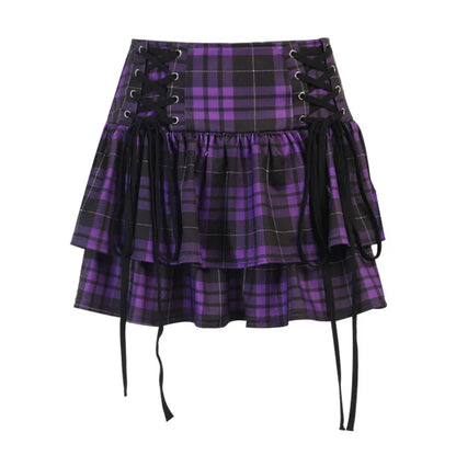 Black Checkered Women's Gothic Skirt Women Pleated Plaid Skirts Spring Autumn Girl Hip Hop Female Punk Goth Mini Skirt Clubwear