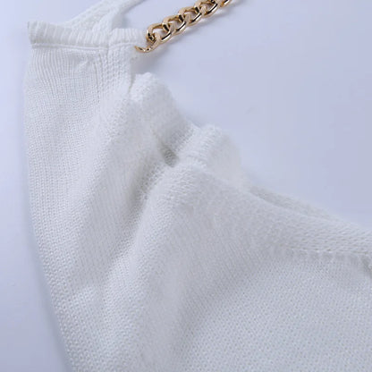 Tossy White Women Sweater Shrugs Cropped Top Full Lantern Sleeve Knitwear Pullover Sexy Summer High Street Outwear 2023 Spring