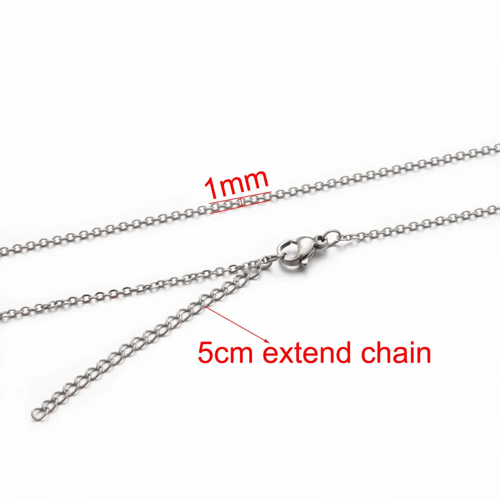 AHKNORMAILCUI 5pcs/Lot Stainless Steel 1 1.5 2mm Rolo Link Chain Necklace Gold 40 45 50 60CM Long Chain Lobster Clasp Necklace Badiee Stylez