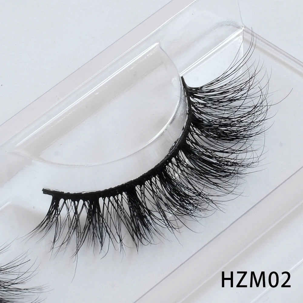 Dropshipping 15-18mm 3D Resuable Dramatic Wispy Mink Fake Eyelashes Makeup Strip False Lashes With Free Eyelash Packaging Boxes HZM02 MIX